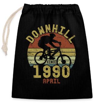 Anniversaire Vélo de descente Avril 1990 - Sac cadeau en coton avec cordon (25 x 30 cm) - noir - Devant