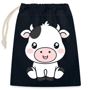 vache - Sac cadeau en coton avec cordon (25 x 30 cm) - bleu marine - Devant