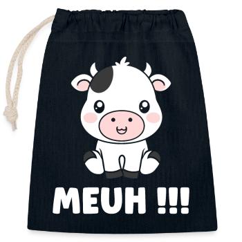Kuh - Verschließbarer Geschenkbeutel aus Baumwolle (25x30cm) - Navy - Vorne