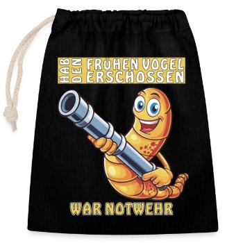 SHOT THE EARLY BIRD SELF-DEFENSE - Closable cotton gift bag (25x30cm) - black - Front