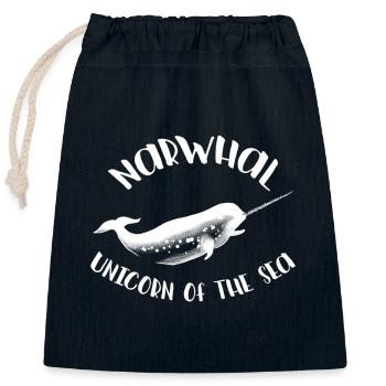 Narval Licorne de la créature animale marine drôle - Sac cadeau en coton avec cordon (25 x 30 cm) - bleu marine - Devant