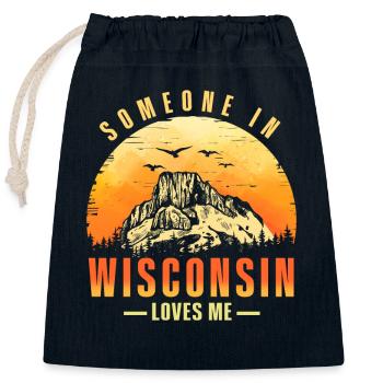 Jemand in Wisconsin liebt mich - Verschließbarer Geschenkbeutel aus Baumwolle (25x30cm) - Navy - Vorne