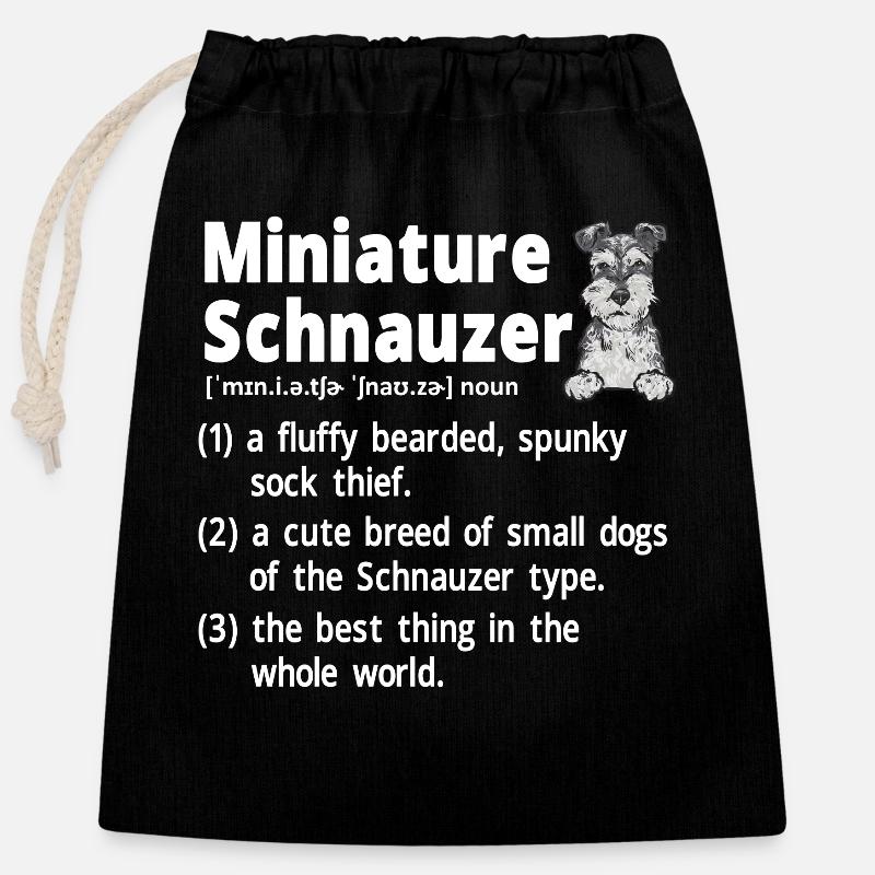 Zwergschnauzer Hund Schnauzer - Verschließbarer Geschenkbeutel aus Baumwolle (25x30cm) - Schwarz