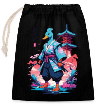 Esthétique Samurai Duck Style Vaporwave - Sac cadeau en coton avec cordon (25 x 30 cm) - noir - Devant