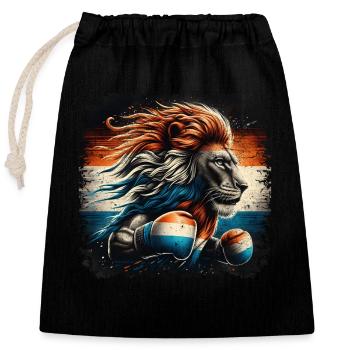 Boxershirt Design Holländischer Löwe patriotisch - Verschließbarer Geschenkbeutel aus Baumwolle (25x30cm) - Schwarz - Vorne