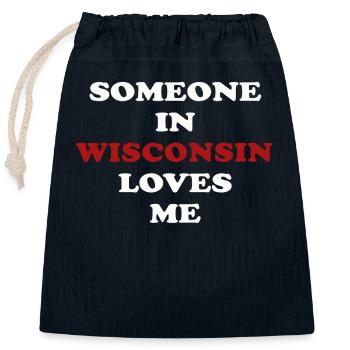 Jemand in Wisconsin liebt mich - Verschließbarer Geschenkbeutel aus Baumwolle (25x30cm) - Navy - Vorne