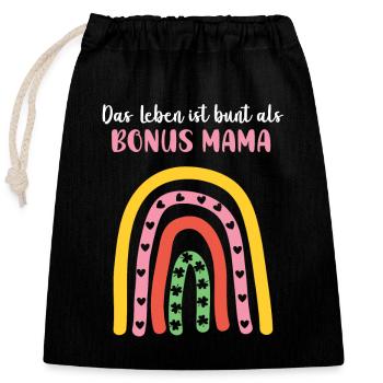 Ersatz Mama Bonus Mutter Adoptivmutter Bonusmama - Verschließbarer Geschenkbeutel aus Baumwolle (25x30cm) - Schwarz - Vorne