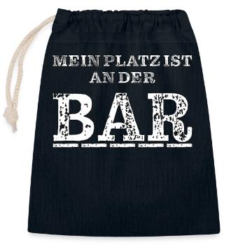 MEIN PLATZ IST AN DER BAR - Verschließbarer Geschenkbeutel aus Baumwolle (25x30cm) - Navy - Vorne