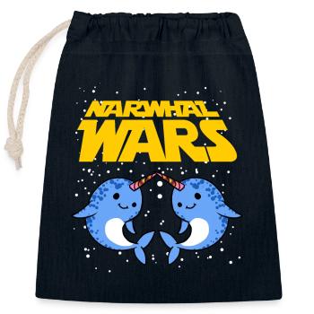 Narwhal Wars Lustige Zwei süße Tiefseekreaturen Wortspiel - Verschließbarer Geschenkbeutel aus Baumwolle (25x30cm) - Navy - Vorne