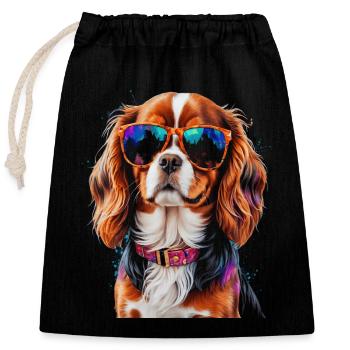 Cavalier King Charles Spaniel Lunettes de Soleil Chien - Sac cadeau en coton avec cordon (25 x 30 cm) - noir - Devant