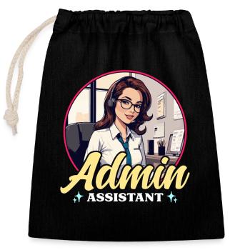 Admin Assistant Office Job Receptionist Secretary - Closable cotton gift bag (25x30cm) - black - Front