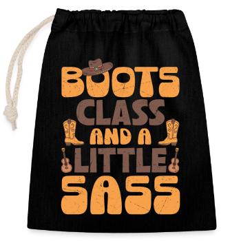 Boots, Class, And A Little Sass Country Music West - Closable cotton gift bag (25x30cm) - black - Front