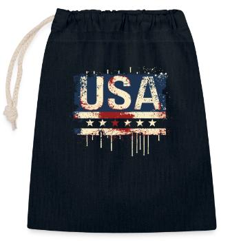 United States American Independence Day Flag - Closable cotton gift bag (25x30cm) - navy - Front