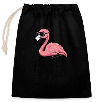 Flamingo Chic - Verschließbarer Geschenkbeutel aus Baumwolle (25x30cm) - Schwarz - Vorne
