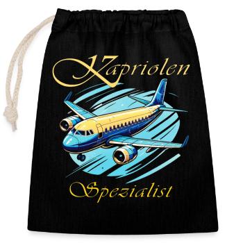 AIRPLANE Capers Specialist - Closable cotton gift bag (25x30cm) - black - Front