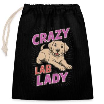 Crazy Lab Lady - Verschließbarer Geschenkbeutel aus Baumwolle (25x30cm) - Schwarz - Vorne