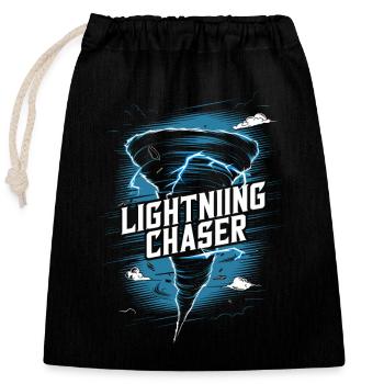 Experience the fascinating world of tornado hunting - Closable cotton gift bag (25x30cm) - black - Front