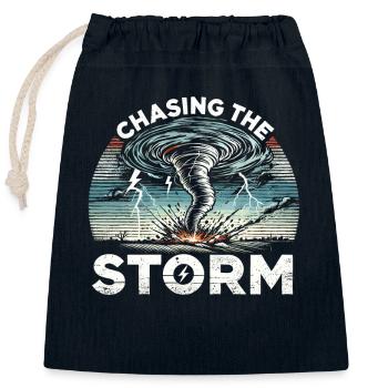 Experience the fascinating world of tornado hunting - Closable cotton gift bag (25x30cm) - navy - Front