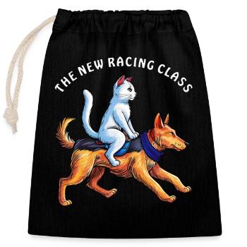 DOG CAT LA NOUVELLE CLASSE DE COURSE - Sac cadeau en coton avec cordon (25 x 30 cm) - noir - Devant