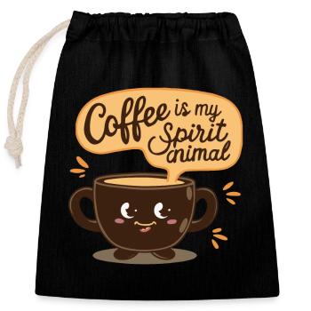 KAFFEE IST MEIN SEELENTIER - Verschließbarer Geschenkbeutel aus Baumwolle (25x30cm) - Schwarz - Vorne
