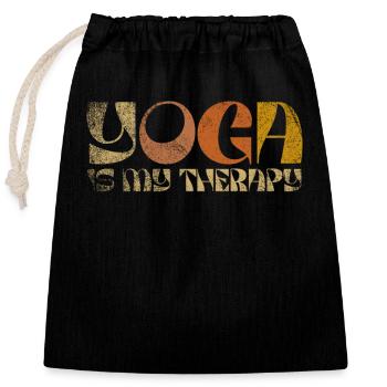 Yoga Is My Therapy - Closable cotton gift bag (25x30cm) - black - Front