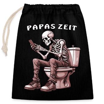 SKELETON TOILET DAD TIME - Closable cotton gift bag (25x30cm) - black - Front