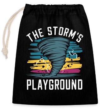 Experience the fascinating world of tornado hunting - Closable cotton gift bag (25x30cm) - black - Front