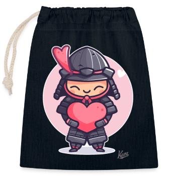 kawaii süßer Shogun Samurai mit Herz und Liebe - Verschließbarer Geschenkbeutel aus Baumwolle (25x30cm) - Navy - Vorne