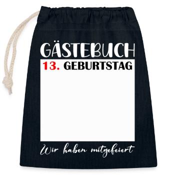 13e anniversaire fille 13 ans garçon cadeau - Sac cadeau en coton avec cordon (25 x 30 cm) - bleu marine - Devant