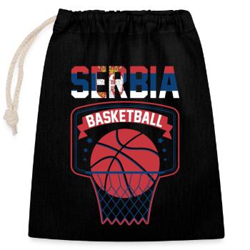 Serbien Basketball Serbia Basket Kosarka Srbija - Verschließbarer Geschenkbeutel aus Baumwolle (25x30cm) - Schwarz - Vorne