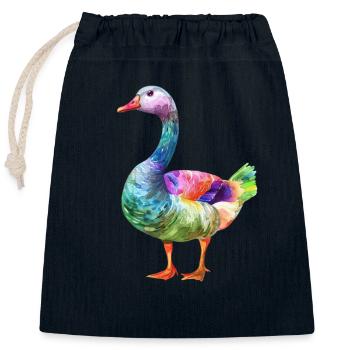 Canard coloré Aquarelle Oeuvre - Sac cadeau en coton avec cordon (25 x 30 cm) - bleu marine - Devant