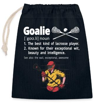 Lacrosse Torwart Lustiges Lacrosse - Verschließbarer Geschenkbeutel aus Baumwolle (25x30cm) - Navy - Vorne