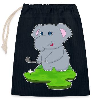 Elefant Golf Golfschläger - Verschließbarer Geschenkbeutel aus Baumwolle (25x30cm) - Navy - Vorne