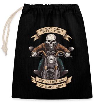 Motorrad Bart Biker Vollbart Bike Rocker - Verschließbarer Geschenkbeutel aus Baumwolle (25x30cm) - Schwarz - Vorne