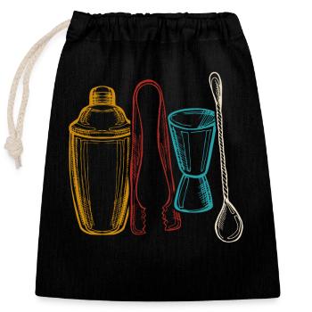 Bartender Mixologist Retro - Verschließbarer Geschenkbeutel aus Baumwolle (25x30cm) - Schwarz - Vorne