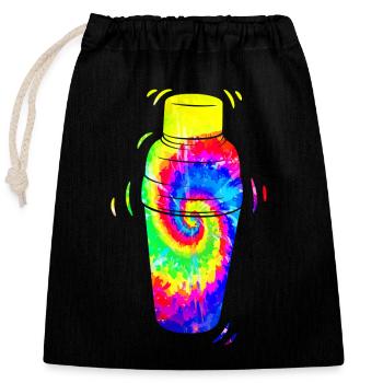 Bartender Mixologist Tie Dye - Closable cotton gift bag (25x30cm) - black - Front