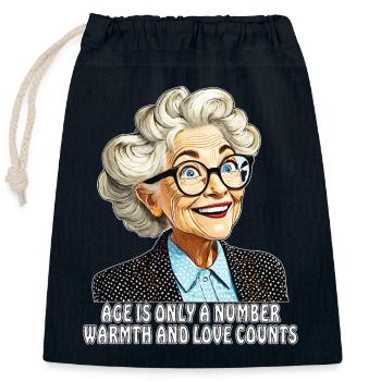 AGE IS ONLY A NUMBER WARMTH AND LOVE COUNTS - Verschließbarer Geschenkbeutel aus Baumwolle (25x30cm) - Navy - Vorne