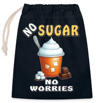 NO SUGAR NO WORRIES - Closable cotton gift bag (25x30cm) - navy - Front