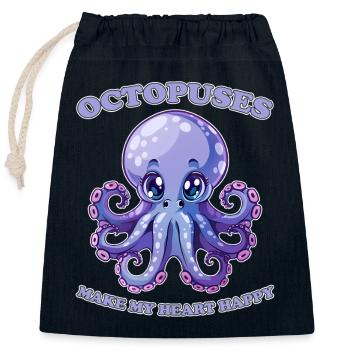 Lustiges Kraken Kopffüßer Tintenfisch Geschenk - Verschließbarer Geschenkbeutel aus Baumwolle (25x30cm) - Navy - Vorne