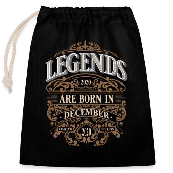 2020 Décembre Né Anniversaire Année de naissance - Sac cadeau en coton avec cordon (25 x 30 cm) - noir - Devant