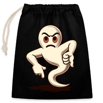 Cool Ghost Gives Thumbs Down Funny Halloween - Closable cotton gift bag (25x30cm) - black - Front