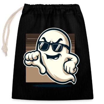 Cool Ghost Gives Thumbs Down Lustiger Halloween - Verschließbarer Geschenkbeutel aus Baumwolle (25x30cm) - Schwarz - Vorne