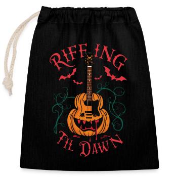 Musical, Pumpkin, Autumn, Vibes, Spooky - Closable cotton gift bag (25x30cm) - black - Front