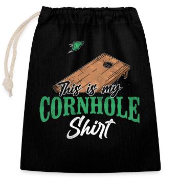 Cornhole Team Bean Bag Player - Verschließbarer Geschenkbeutel aus Baumwolle (25x30cm) - Schwarz - Vorne