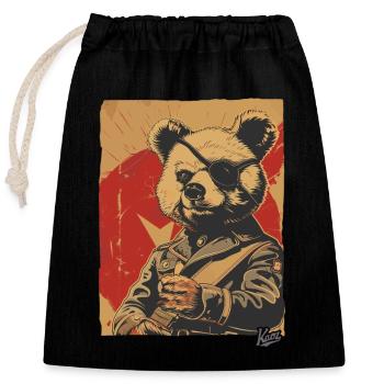 Propaganda Style: Toy General Plush Bear - Closable cotton gift bag (25x30cm) - black - Front