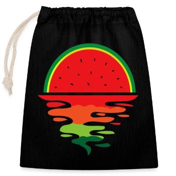 Pastèque Coucher de soleil - Sac cadeau en coton avec cordon (25 x 30 cm) - noir - Devant