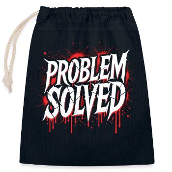 Problem Gelöst - Problem Solved - Closable cotton gift bag (25x30cm) - navy - Front