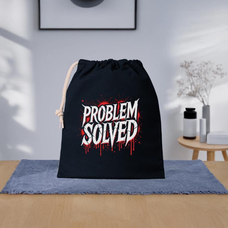 Problem Gelöst - Problem Solved Closable cotton gift bag (25x30cm)