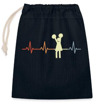 Cheerleader Heart Line - Closable cotton gift bag (25x30cm) - navy - Front