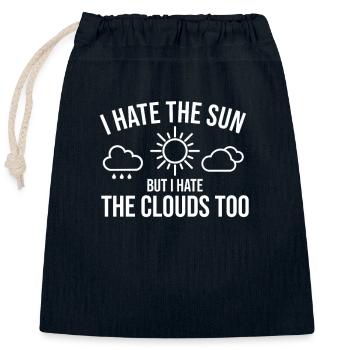 Sun Clouds Funny Saying Weather Forecast - Closable cotton gift bag (25x30cm) - navy - Front